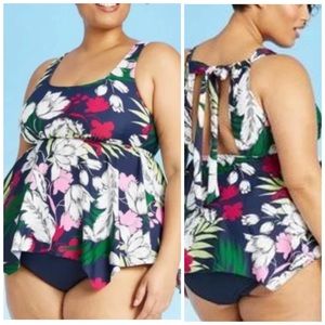 18W 20W Kona Sol Floral Tankini Swim Top Plus Size